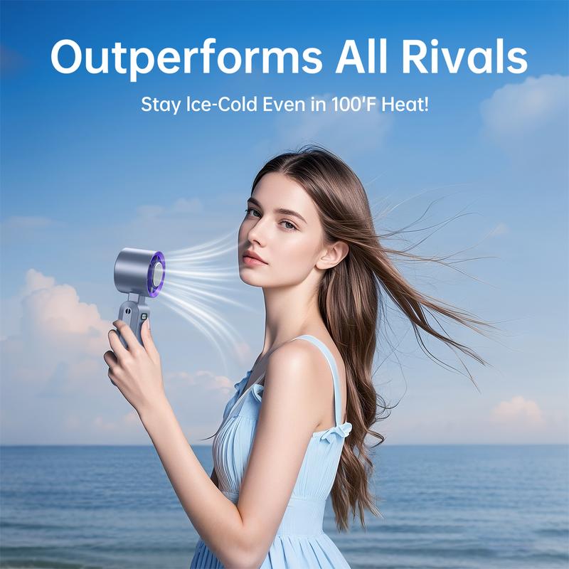 Portable Ice Fan: Instant Chill, Anywhere! 💨🔋 Adjustable Speeds, Long-lasting Power.