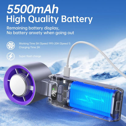 Portable Ice Fan: Instant Chill, Anywhere! 💨🔋 Adjustable Speeds, Long-lasting Power.