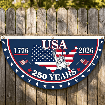 1776–2026 American 250th Semiquincentennial Fence Bunting | Limited Edition Patriotic Porch Banner