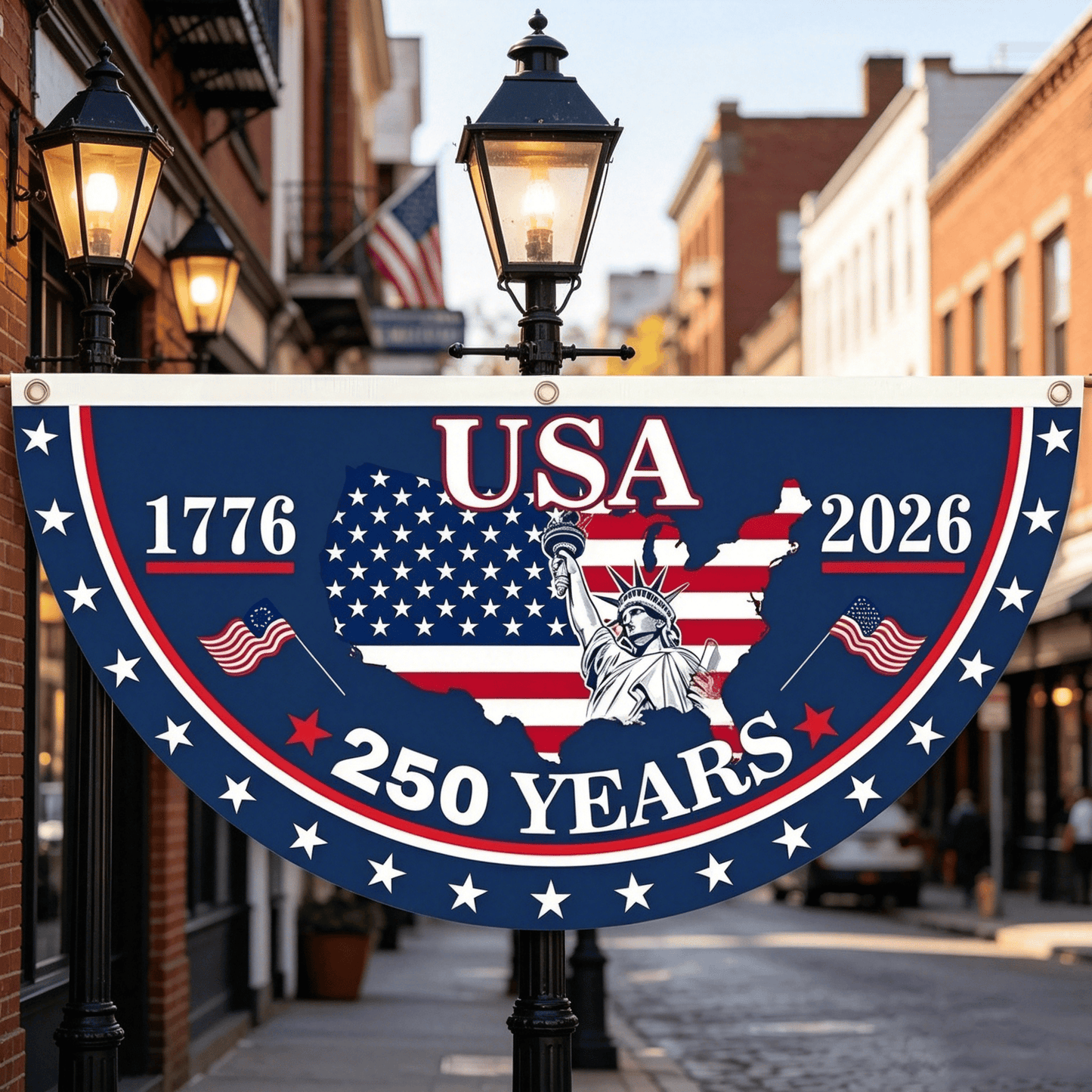 1776–2026 American 250th Semiquincentennial Fence Bunting | Limited Edition Patriotic Porch Banner