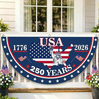 1776–2026 American 250th Semiquincentennial Fence Bunting | Limited Edition Patriotic Porch Banner