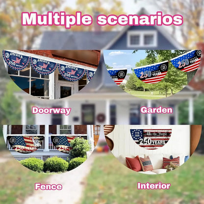 1776–2026 American 250th Semiquincentennial Fence Bunting | Limited Edition Patriotic Porch Banner