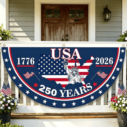 1776–2026 American 250th Semiquincentennial Fence Bunting | Limited Edition Patriotic Porch Banner