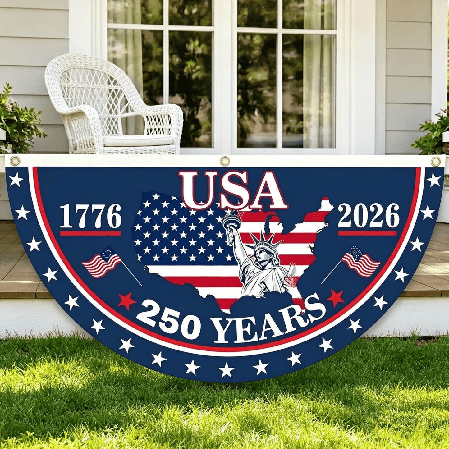 1776–2026 American 250th Semiquincentennial Fence Bunting | Limited Edition Patriotic Porch Banner