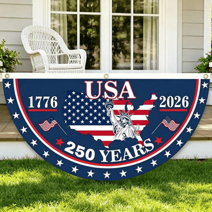 1776–2026 American 250th Semiquincentennial Fence Bunting | Limited Edition Patriotic Porch Banner